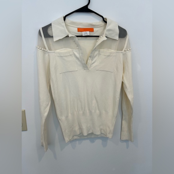 Cynthia Steffe Cream Sheer Accent Blouse New  no tags - Picture 1 of 8